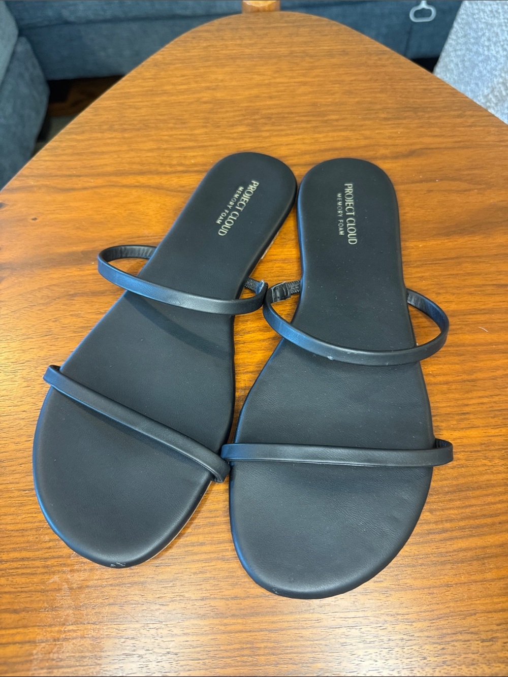Black Minimal Strappy Slide Sandals Project Cloud Woman’s Sandals Size 8.5